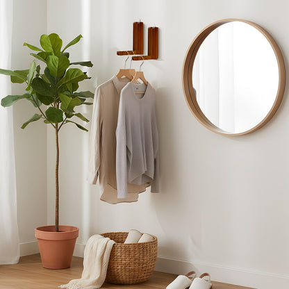 Fiwochic 2 Pcs Wooden Coat Rack Wall Mounted Entryway Coat Hooks Heavy Duty Foldable Wall Hangers for Bathroom Bedroom Hanging Towels Clothes Bags