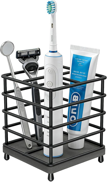 BOTEMY Toothbrush Holders with Quick Drying Mat—Black Toothbrush and Toothpaste