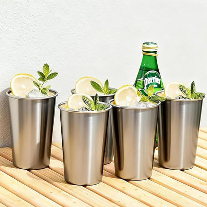 5 Pack 16 oz Stainless Steel Pint Cups,Stainless Steel Cup,Pint Cup Tumbler，water Tumbler,Stackable,Reusable,BPA Free