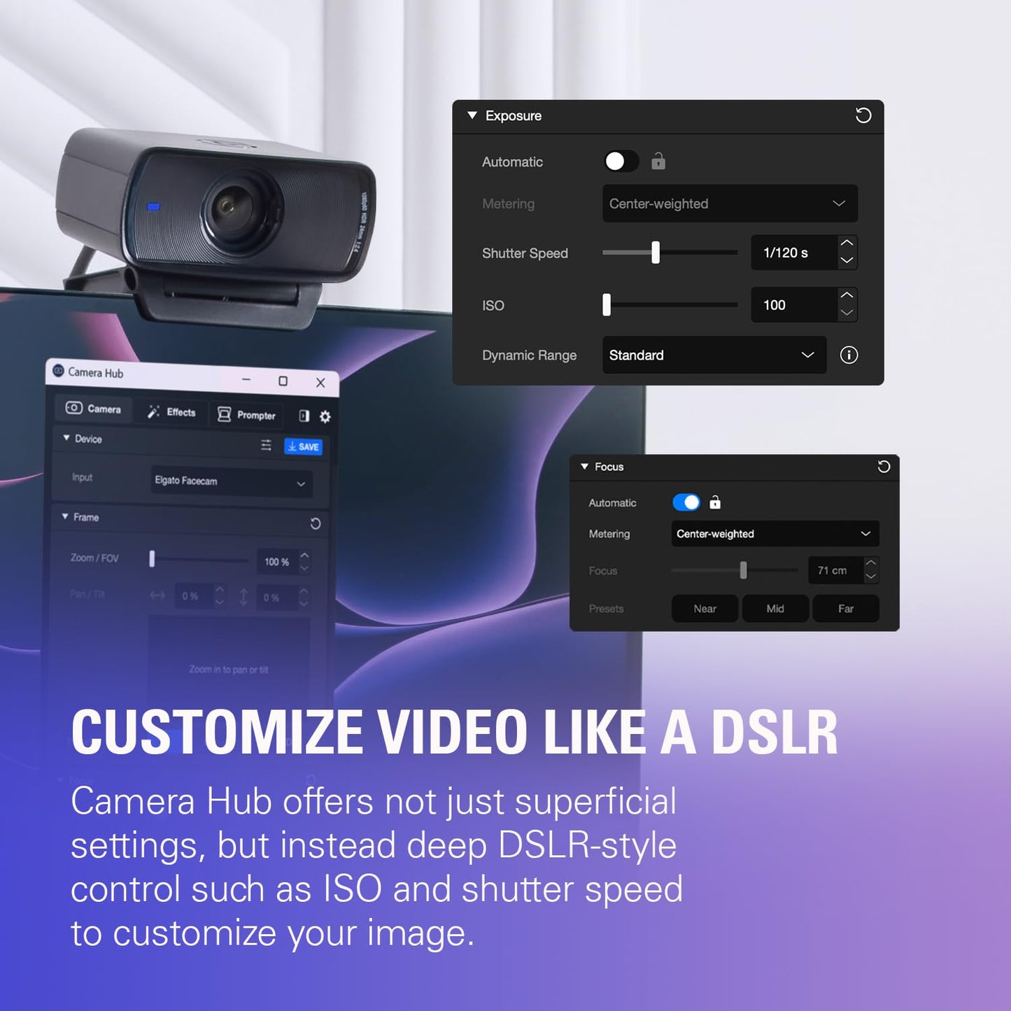 Elgato Facecam MK.2 – Premium Full HD 1080p Webcam for Streaming, Gaming, Video Calls, Recording, HDR Enabled, Sony Sensor, PTZ Control – Works with OBS, Zoom, Teams, and More, for PC/Mac