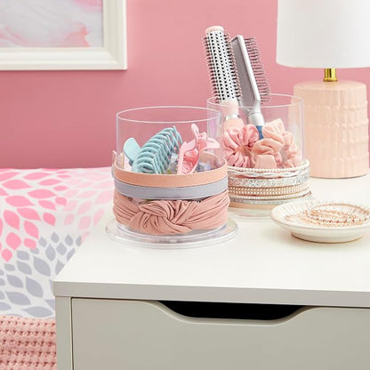 STORi Bella 2-Pack Headband and Scrunchie Holder | Clear Plastic Organizer Display Stand | Holds Hair Ties, Accessories, and Jewelry | Made in USA