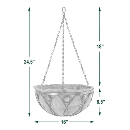 Arcadia CB02 Emerald Series Round Hanging Basket Planters, 16-Inch
