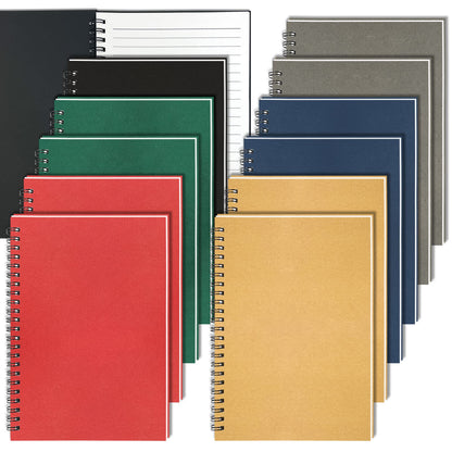 GINMLYDA Small Spiral Notebook 12Pack, 120 Lined Pages 8.25x5.50 Inches Spiral Journal Kraft Cover Notebooks & Writing Pads for School Home Office Aesthetic Sketch Drawing Note