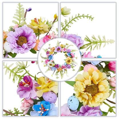 ACRNIGHEET 10 Sets Easter Wreath Kit with Eggs DIY Spring Flower Crown Kits for Indoor Outdoor Holiday Party Table Centerpiece Front Decoration