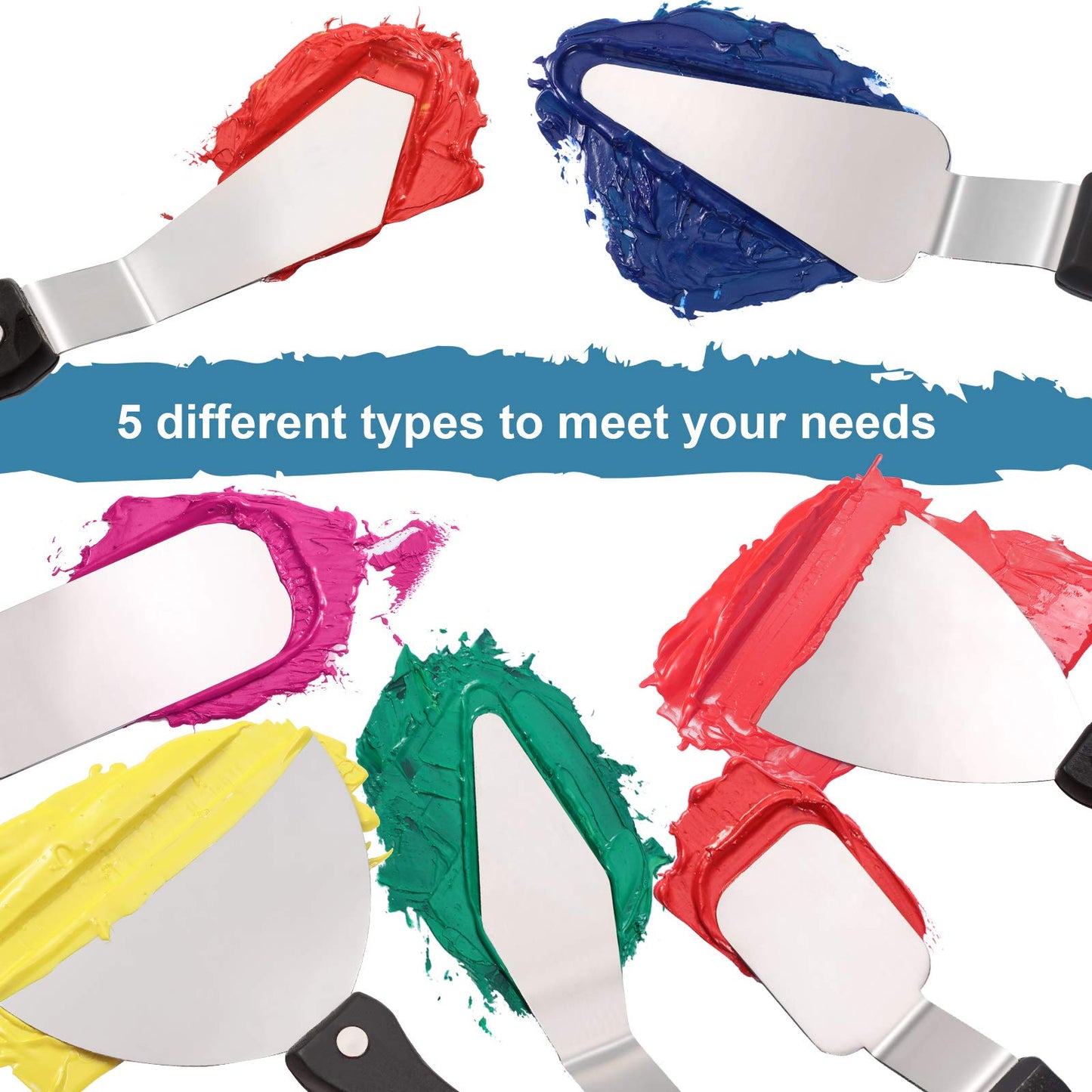 7 Pieces Large Painting Knives Stainless Steel Spatula Palette Knife Painting Mixing Scrapers Oil Painting Accessories Pallet Knife Set for Color Mixing Acrylic Mixing Supplies