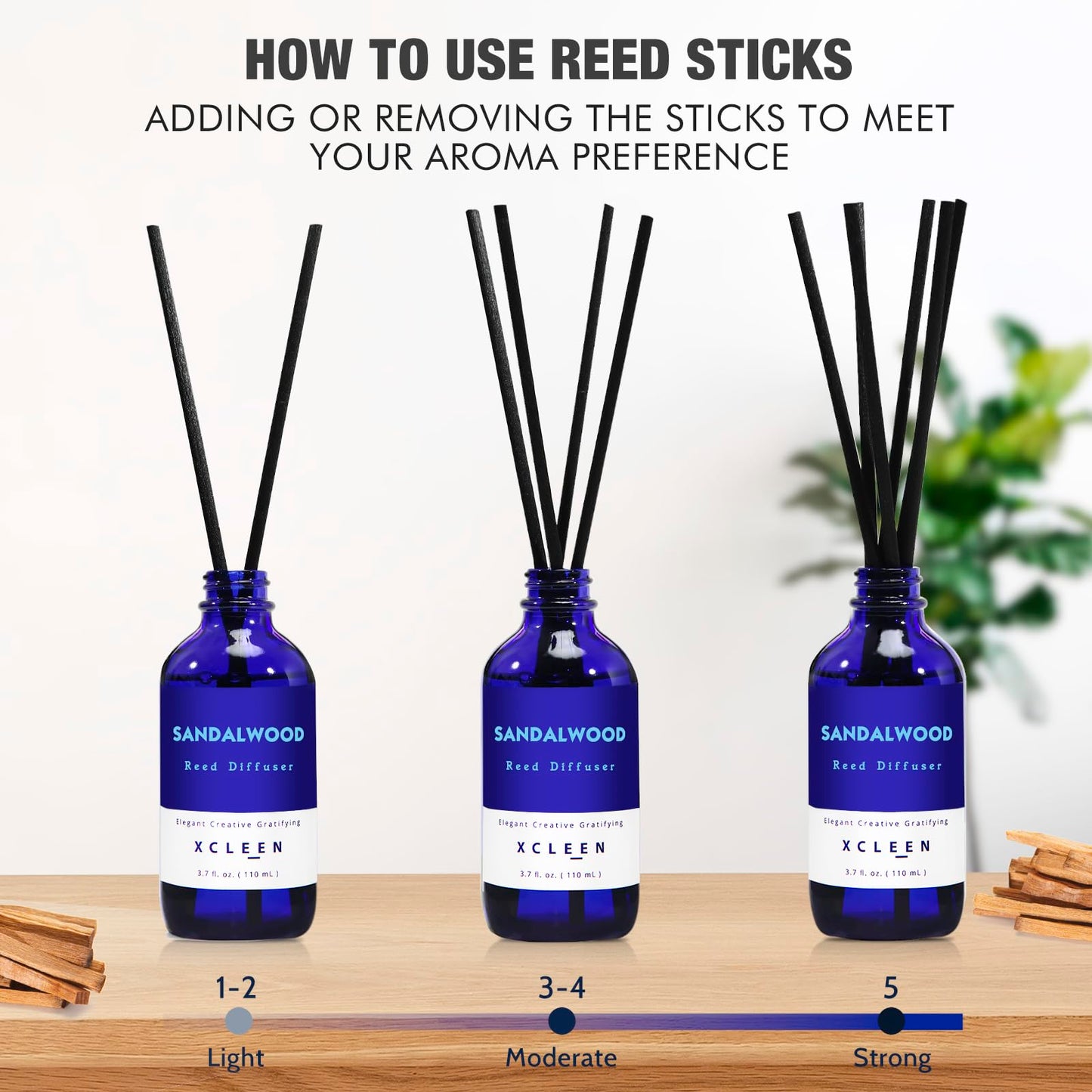 Reed Diffusers Set, 3.7 Oz Scent Diffuser, 6 Reed Diffuser Sticks, Home Fragrance Hyacinth, Peony & Citrus, Aromatherapy Oil Diffuser Reeds, More Masculine Scent, Bathroom & Office Decor 110ml