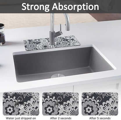 15" X 5.5" Kitchen Sink Splash Guard Faucet Mat Mandala Super Absorbent Fast