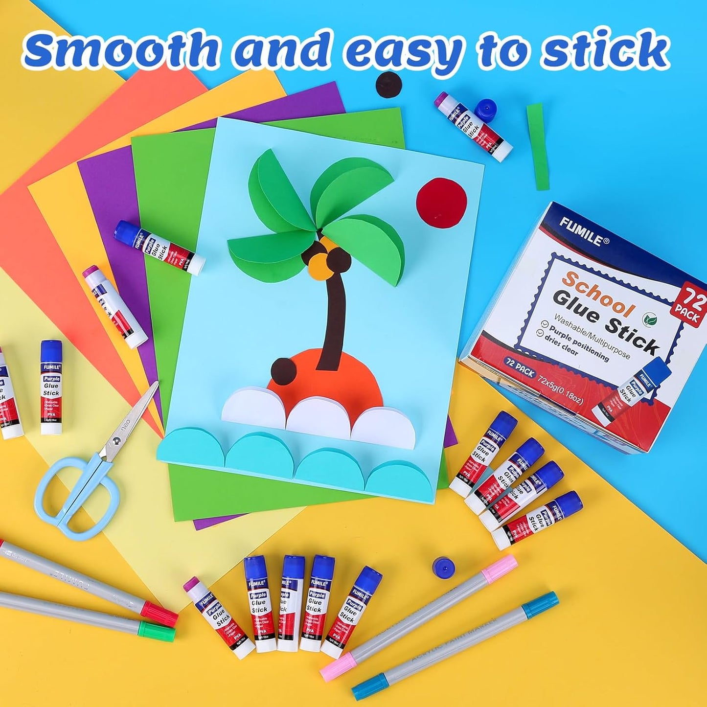 72 Pack Glue Sticks Bulk for Kids, Disappearing Purple Glue Sticks for Classroom and Teacher Supplies.Dries Clear, Non-Toxic, Washable, Back to School Supplies and Classroom Must Haves