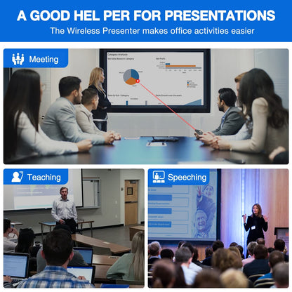 Presentation Clicker Wireless Presenter Remote USB Control Powerpoint PPT Clicker, Laser Pointer RF 2.4GHz Presenter Remote Google Slide Advancer Powerpoint Clicker for Computer/Laptop/Mac/Keynote