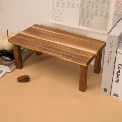 RiLiKar Acacia Wooden Desktop Organizer Shelf Kitchen Cabinet and Counter Riser Display Shelf for Top of Desk Home Office Bathroom Coffee Table Display Stand