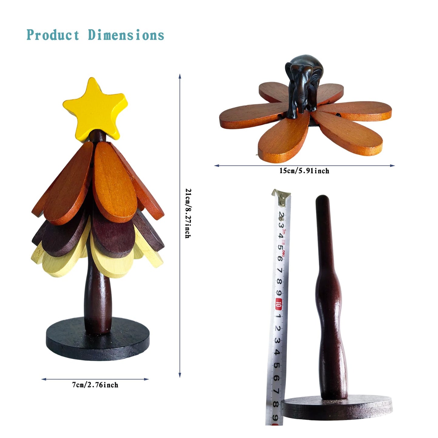 Wooden Christmas Tree Trivet Set of 3, Heat Resistant Coasters for Hot Dishes Pots Bowls, Star Top Holiday Table Decor for Home Kitchen