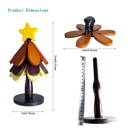 Wooden Christmas Tree Trivet Set of 3, Heat Resistant Coasters for Hot Dishes Pots Bowls, Star Top Holiday Table Decor for Home Kitchen