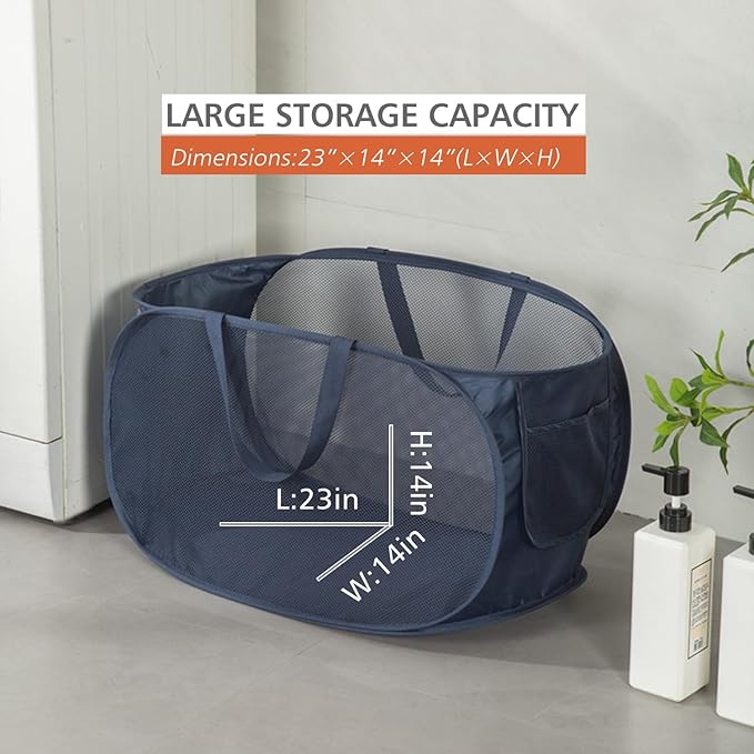Sturdy Mesh Laundry Hamper Basket Bag, Pop up Basket