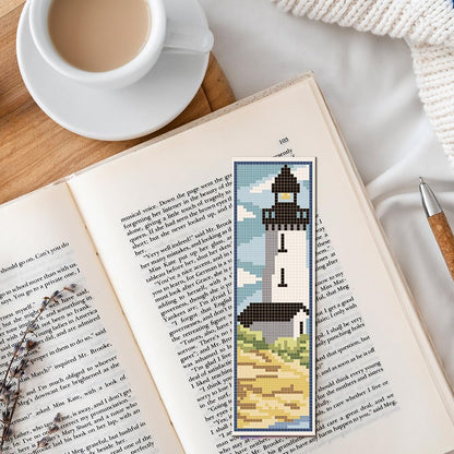 FREEBLOSS 6 Set Bookmark Cross Stitch Kits Cross Stitch Bookmark Kit with Instructions Lighthouse Scenery Pattern Embroidery Kit for Beginners Bookmarks Making Kit for Gift
