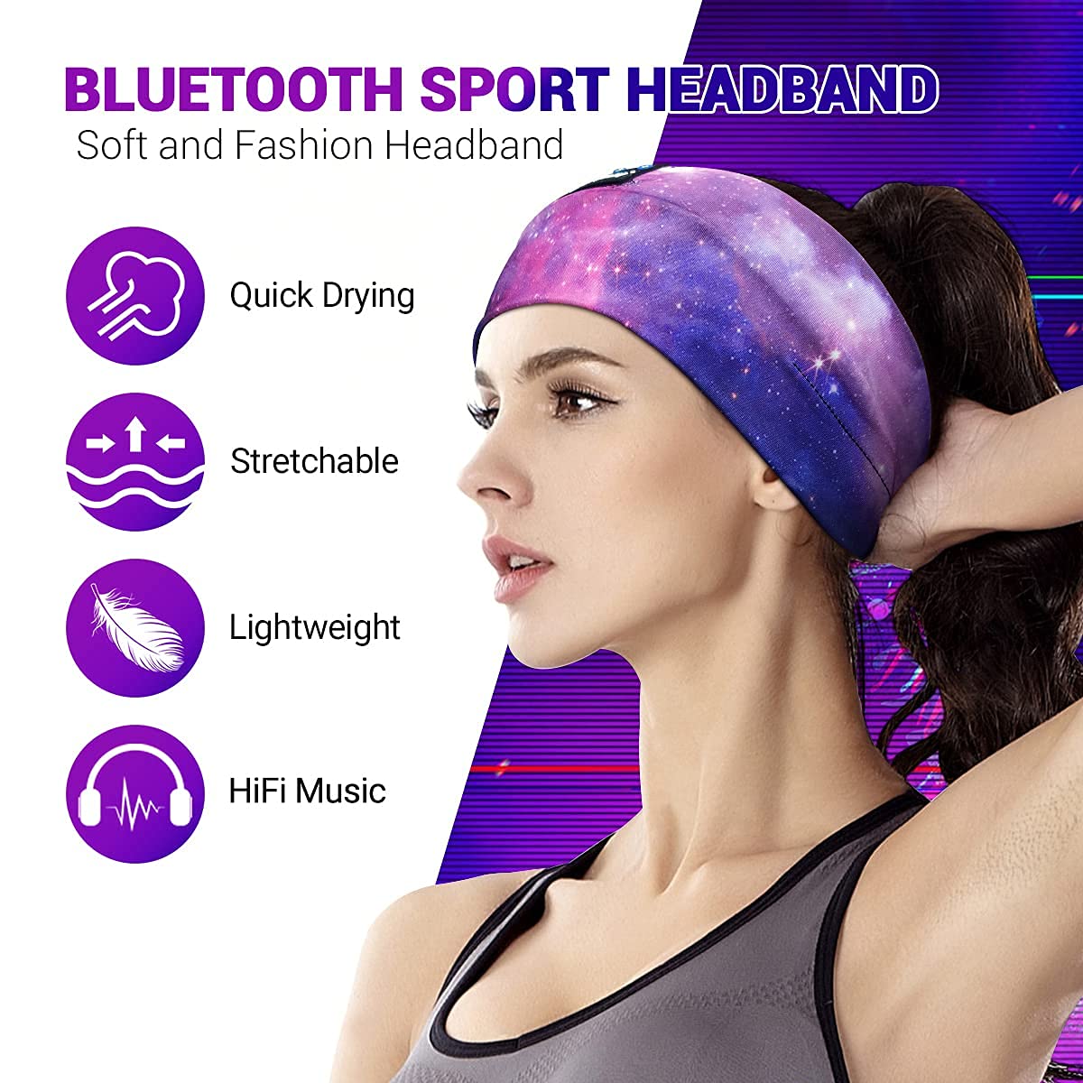 LC-dolida Sleep Headphones Bluetooth Headband Sleeping Wireless Headband Headphones with Thin HD Stereo Speakers Perfect for Side Sleepers, Sport, Yoga, Travel