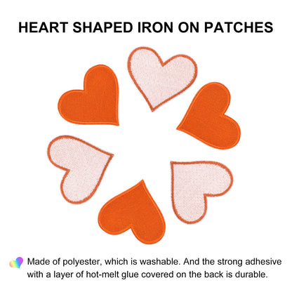 MECCANIXITY 60pcs Large Heart Shaped Iron on Patches 2.7x2.8 inch Embroidered Sew Patches Appliques Garment Embellishments for Clothing Repair Backpack, Orange