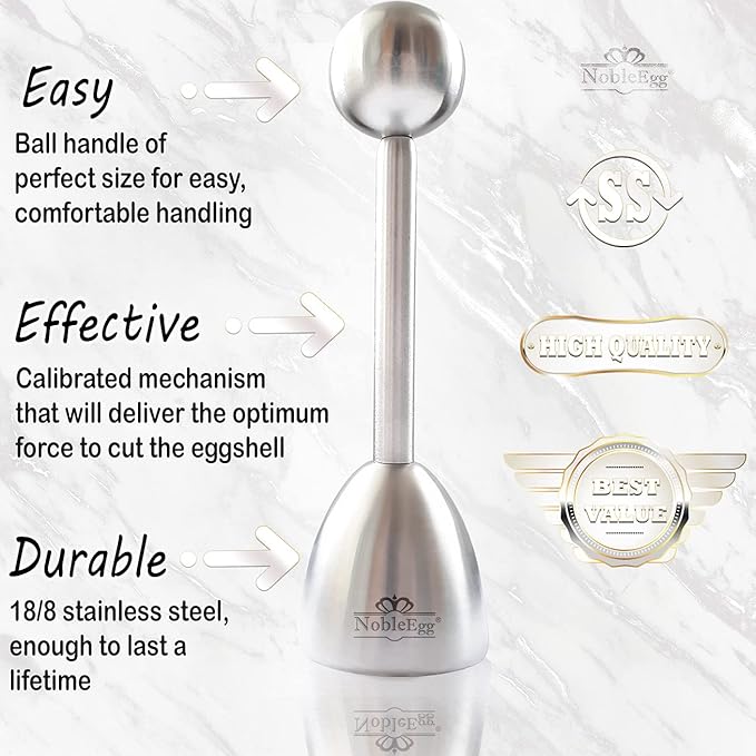NobleEgg Egg Topper Opener Cracker Tool | Easily Cut and Remove the Top of Soft-Boiled Eggs