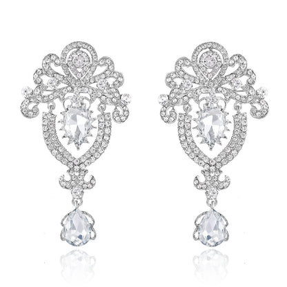 MEEDOZ 2 Pieces Crystal Rhinestone Marquise Pear-Shaped Teardrop Flower Brooch Pin Set for Women DIY Bridal Wedding Bouquet Kit (Silver-02)