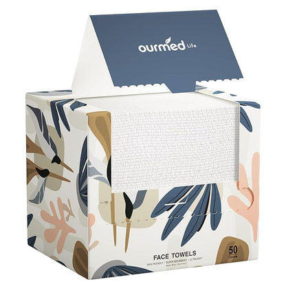 Ourmed Life Face Towels, Disposable Biodegradable Facial Towels