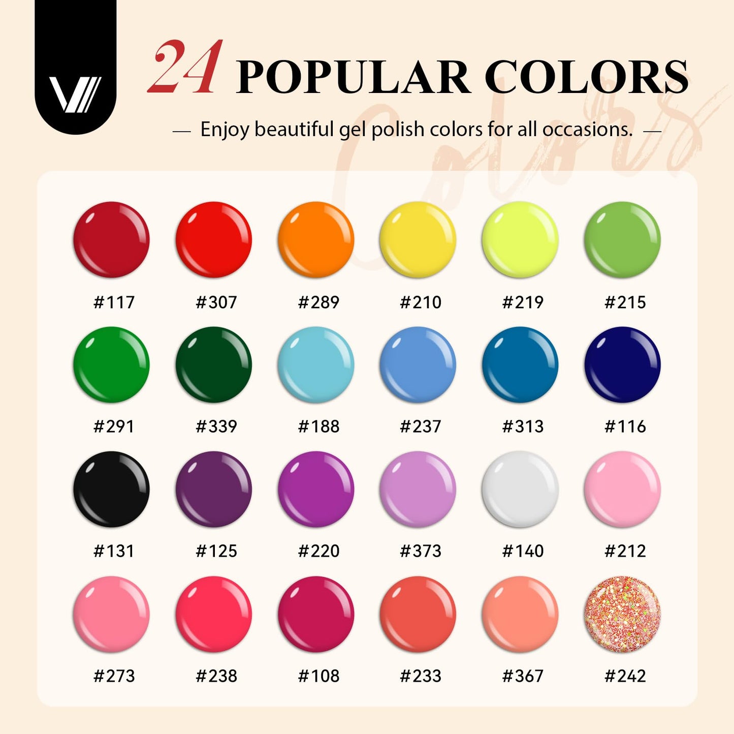 VANREESA 42 Pcs Gel Nail Polish Kit with U V Light 24 Popular Colors Gel Polish Nail Kit Green Blue Purple Pink Orange Complete Nail Kit with Manicure Tools Gifts for Women Girls