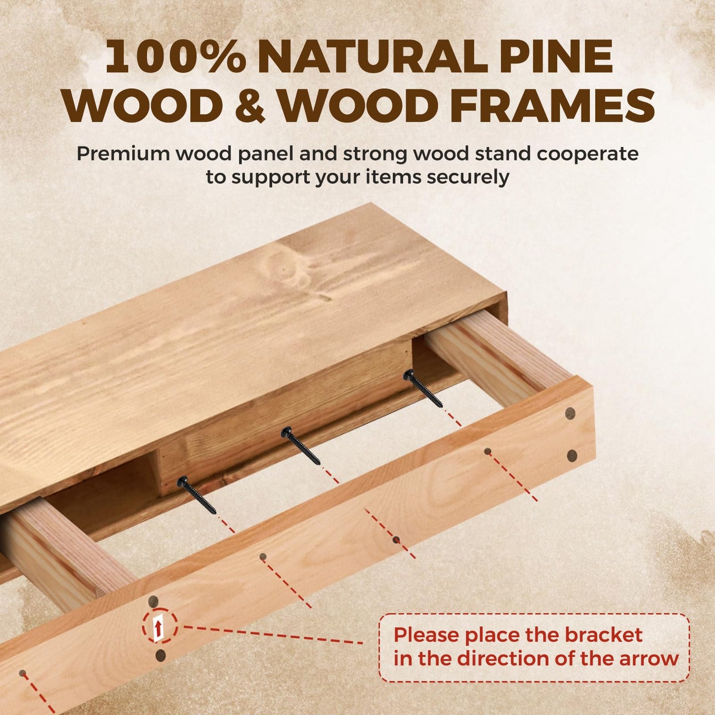 YLYHSST 48x3x7in Solid Wood Floating Shelf – Wood Natural Wall Mounted Fireplace Mantel Shelf – Heavy Duty Decorative Fireplace Mantel for Living Room, Kitchen, Bathroom, Bedroom