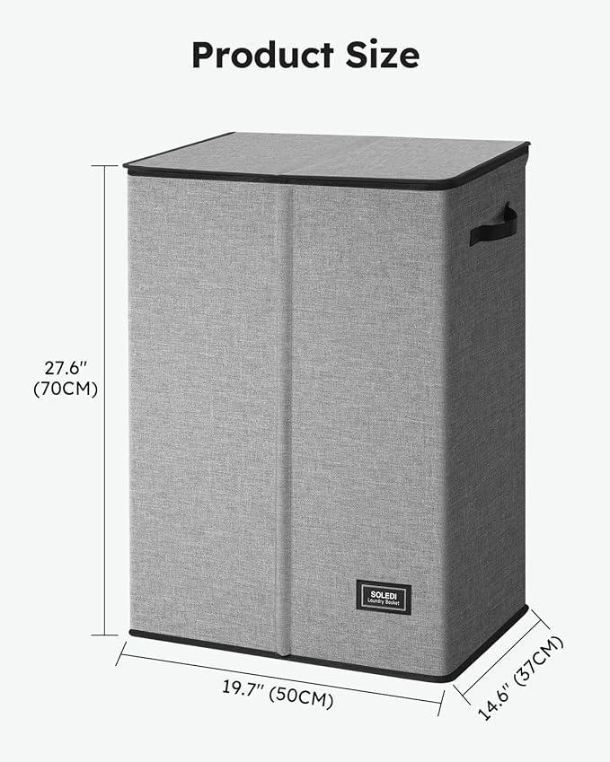 SOLEDI Laundry Hamper with Lid 130L Large & Tall Collapsible Laundry Basket