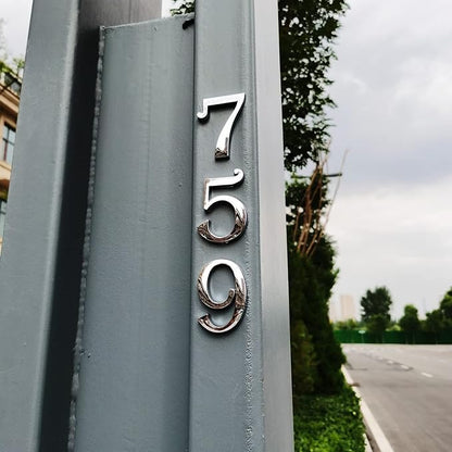 Chrome Mailbox Numbers, Self Adhesive Door Address Sign Number Stickers for Aprtment Office Home Room, Siver Shiny, Suit for Outside or Indoor, 2-3/4 Inch Hight. (Silver, 2.75" - Set of 20)