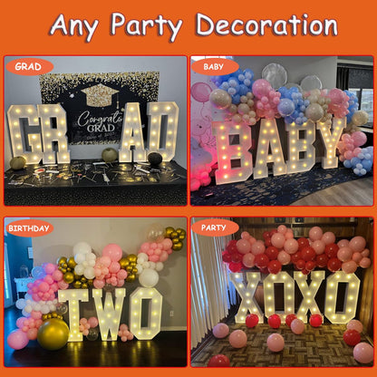 4FT Marquee Light Up Letters, Large Marquee Letters, Mosaic Balloon Frame Letters Big Letter For Engagement Wedding Decorations Birthday Party Backdrop Decor, Balloon Arch Kit Letter E