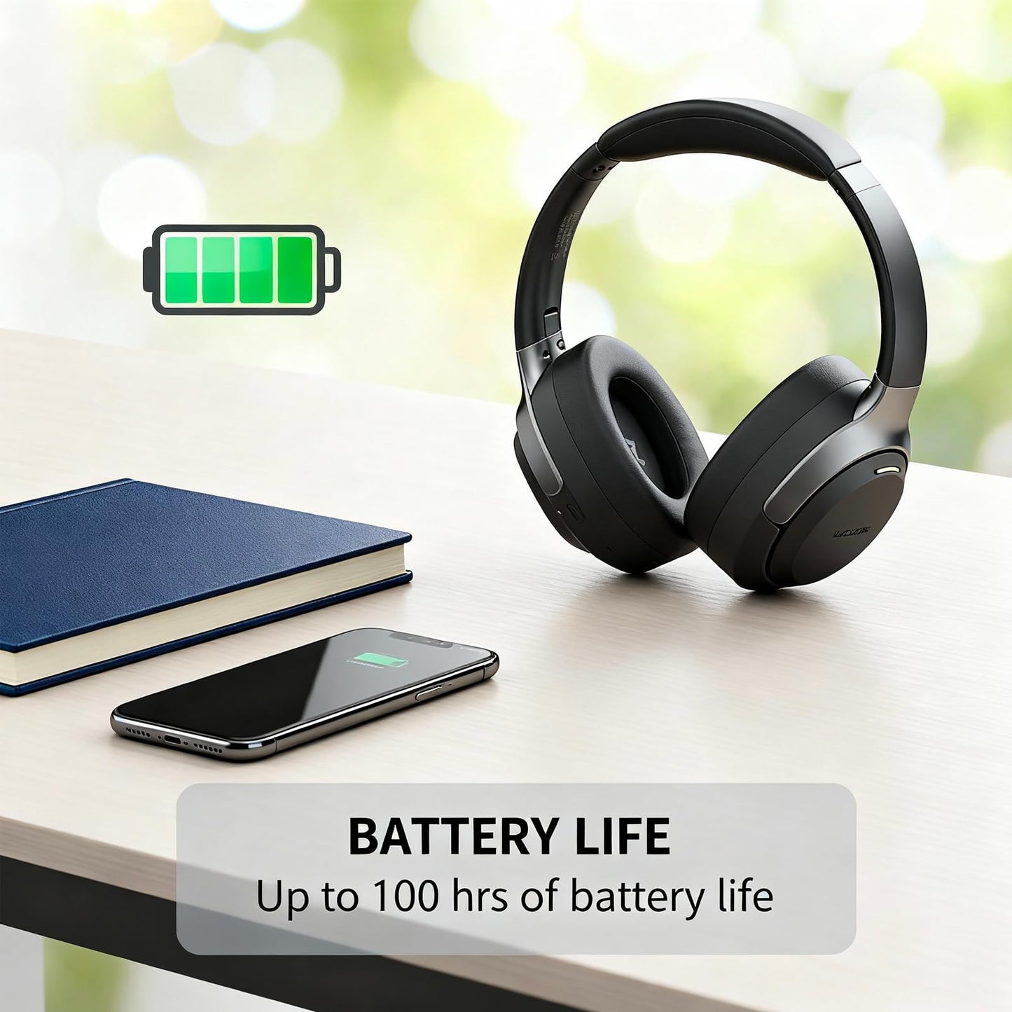 ILOCKZONE LC30Pro Hybrid Active Noise Cancelling Headphones, 100H Playtime Wireless Over Ear Bluetooth 5.4 Headset, Deep Bass, Multipoint Connection, Foldable Headphones for Travel, Home, Office