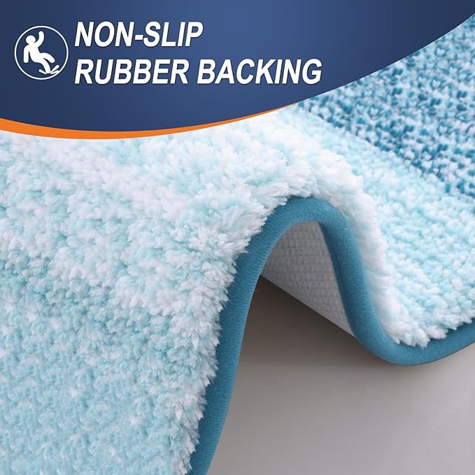 OLANLY Large Bathroom Rugs Mat 44x32, Extra Soft Absorbent Microfiber Bath Rugs, Rubber Backing, Quick Dry, Washable Bath Mats for Bathroom Floor, Tub and Shower, Home Decor Accessories, Peacock Blue