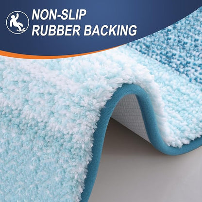 OLANLY Bathroom Runner Rugs Mat 59x24, Extra Soft Absorbent Microfiber Bath Rugs, Rubber Backing, Quick Dry, Washable Long Bath Mats for Bathroom, Tub and Shower, Home Decor Accessories, Peacock Blue