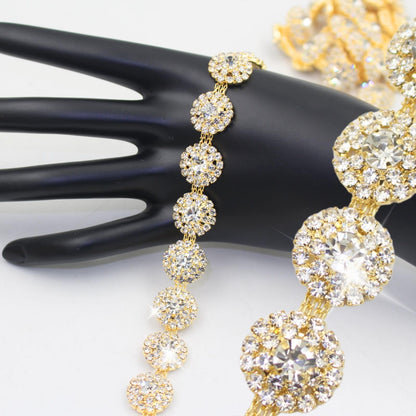 PEARLY JUN 1 Yard Rhinestone Trim Chain Gold Applique Stringing Ribbon DIY Jewelry Wedding Party Bracelets Craft Bridal Bouquets Embellishment Accessories