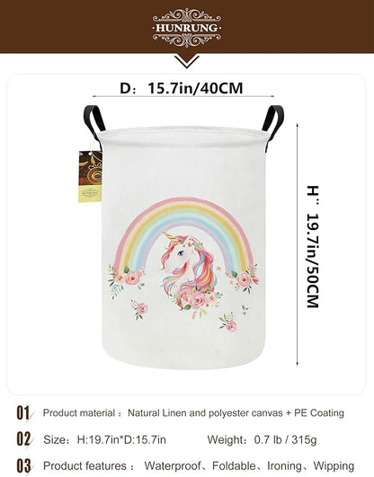 HUNRUNG Laundry Hamper, Large Canvas Fabric Lightweight Storage Basket Toy