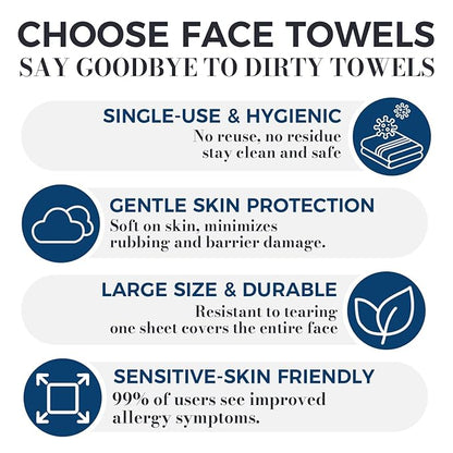 Disposable Face Towels XL, 7.9" x 9.4" Large Face Towelettes Disposable