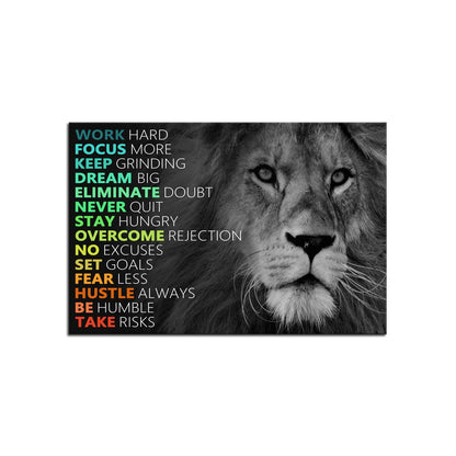 Motivational Poster Animal Inspirational Canvas Wall Art Lion Inspiring Canvas Prints Artwork for Office Living Room Modern Home Decor Painting Stretched and Framed Ready to Hang [18''Wx 12''H]