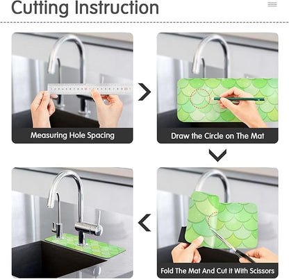Kitchen Sink Splash Guard 2 PCS 14.7 Inch Sink Faucet Mat Splash Guard