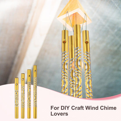M METERXITY 6-Set Wind Chime Tubes, 4 Sizes Aluminum Wind Chime Empty Tubes with String, Metal Wind Bell for Crafts/DIY Home Garden Outdoor Hanging Decorations [0.8cm W,9/10/11/12cm L,Orange]