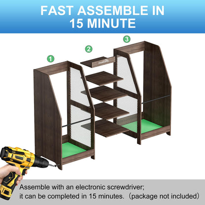 Ponsonbay Golf Bag Storage Organizer for Garage, Premium Wooden 2 Golf Bags Rack with Drawer, Easy Assemble Golf Club Stand/Holder Suitable for Garage Home Simulator and Office