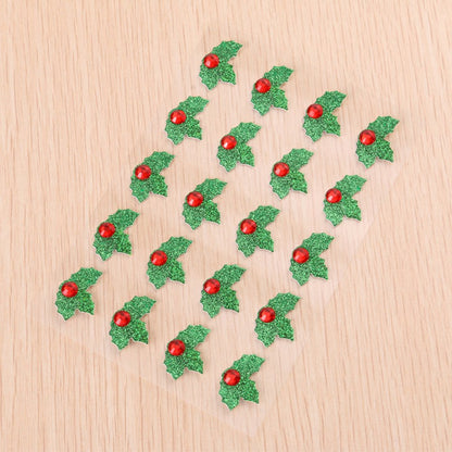 Amosfun 10 Sheets/Pack Green and Red Christmas Holiday Holly Leaves Stickers DIY Christmas Decorative Stickers