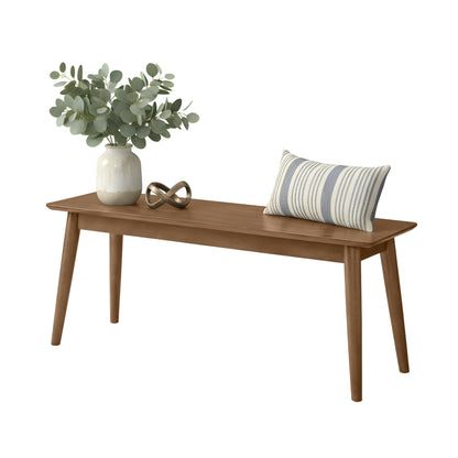 Alaterre Furniture Calais Dining – Mid Century Modern 46-Inch Solid Wood Dining Bench – Entryway Bench with Minimalist Design for Entryway, Dining Room, Kitchen, or Bedroom (Warm Pecan Finish)