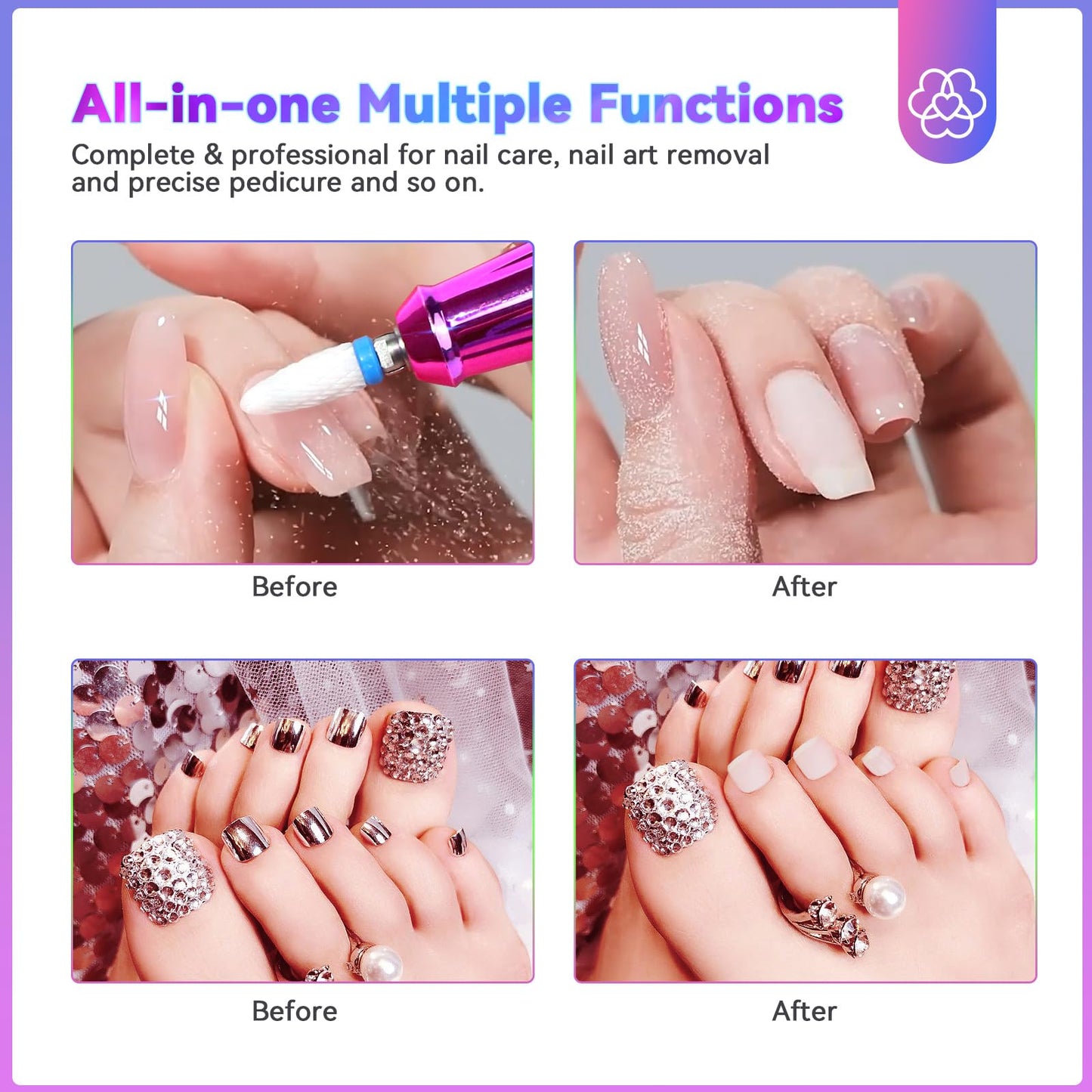 SAVILAND Electric Nail Drill Professional: 40000RPM Upgrad Nail Drill Kit 2025 Beautiful Gradient Sunset Color Scheme Nail D rill Machine Portable Nail File & Buffers Salon Use Manicure Pedicure