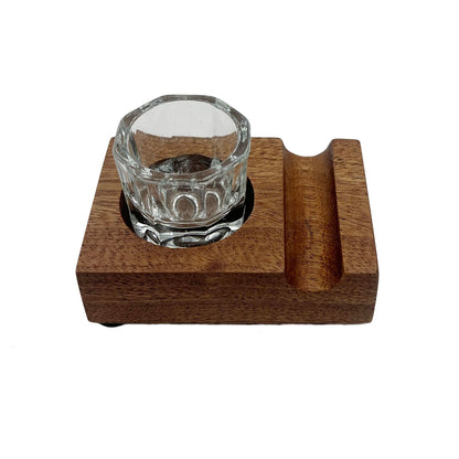 Yidaz Ink Well for Dip Pen Wooden Calligraphy Pen Holder Oblique Nib Holder Glass Ink Bottle Container Desktop Tabel Decoration