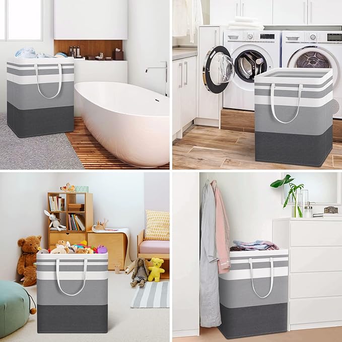 HomeHacks 4-Pack Large Laundry Basket, Waterproof, Freestanding Laundry Hamper