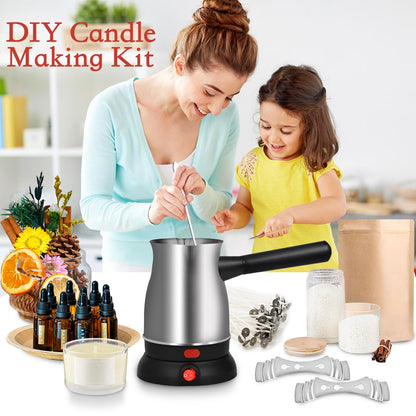TOKPELA Wax Melter for Candle Making, Stainless Steel Electric Candle Wax Melter, Double Pouring Spout Candle Wax Melting Pot with 51IN Cord and Hot Plate, Candle Making Pot Kit for Beginners