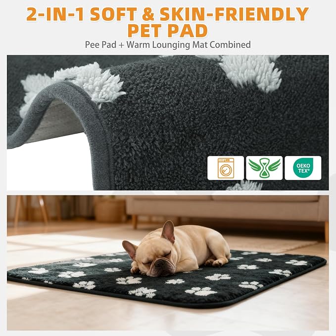 KOOLTAIL Washable & Waterproof Dog Whelping Pad, Super Absorbent & Soft Warm Plush Puppy Pads Potty Training, Quick Dry Reusable Pet Mats for Whelping Box Supplies,Playpen,Crate,24"*36"