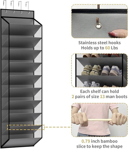 KEEPJOY 10 Tiers Mesh Over Door Shoe Organizer Storage, Hanging Shoe Holder