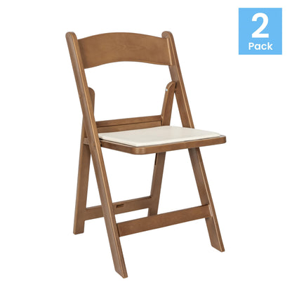 Flash Furniture Hercules Commercial Indoor/Outdoor Folding Event Chair, Wood Look, Weather-Resistant, Lightweight Design, Versatile Use, Set of 2, Chestnut