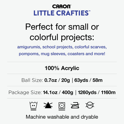 Caron® Little Crafties™ 20 Assorted Acrylic Yarn Skeins 63yd Each for Knitting and Crochet Projects , Multipack Starter Kit