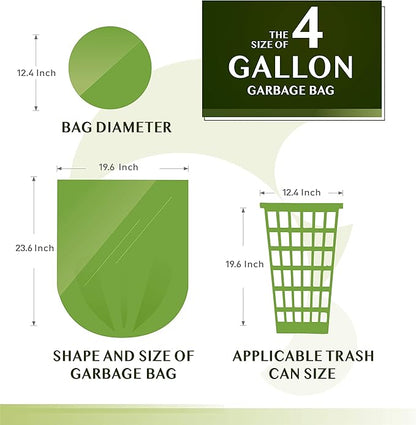FORID 4 Gallon Garbage Bags, Strong Trash Can Liners, 15 Liter Wastebasket Bags