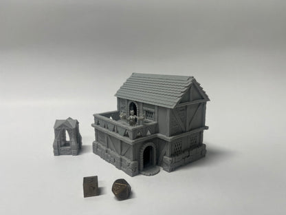 Paintable Tabletop Miniature Little Town Building Terrains - 18mm Small Scale Dioramas Building Set Scenery with Medieval Architecture Style by HAUTICO (HVillageHouses7-1)